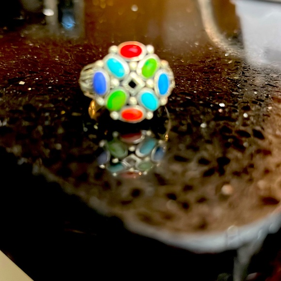 Navajo Bezel set Semi Precious stone Ring - Picture 1 of 3